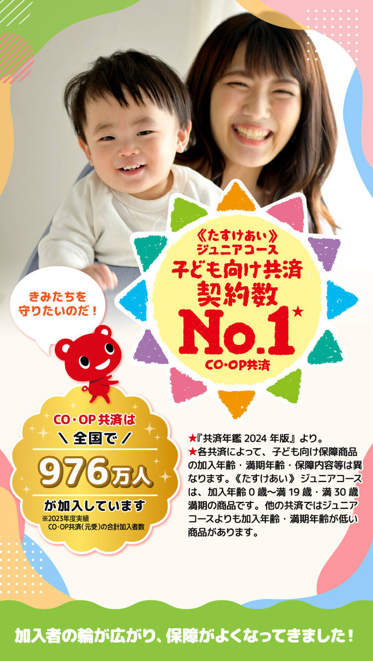 コープ共済 ジュニアコース(子ども向け共済契約数 No.1)