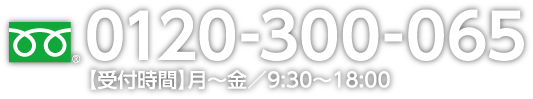 TEL 0120-300-065　受付時間　月～金／9:30～18:00