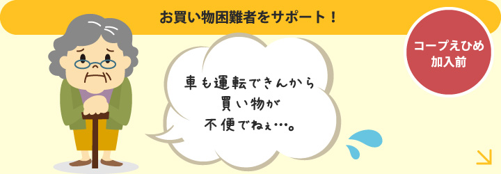 車も運転できんから買い物が不便でねぇ…。