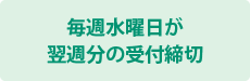 毎週水曜日が翌週分の受付締切